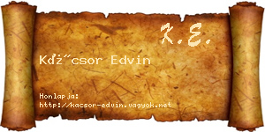 Kácsor Edvin névjegykártya